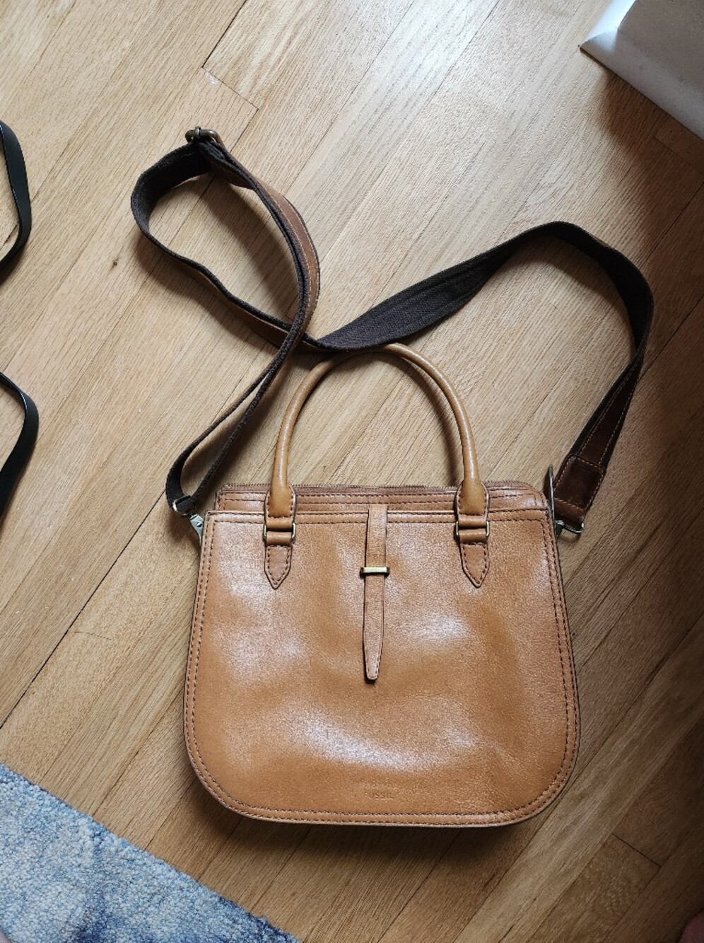 Fossil Leather Tote Bag in Tan